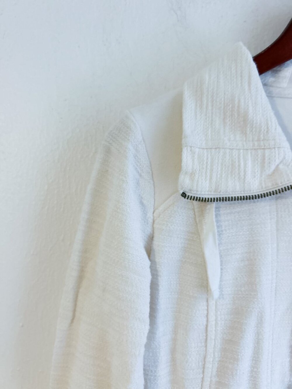 ANTHROPOLOGIE Saturday Sunday Quinn Ivory Textured Zip Jacket SZ XS 100% Cotton - Picture 4 of 8